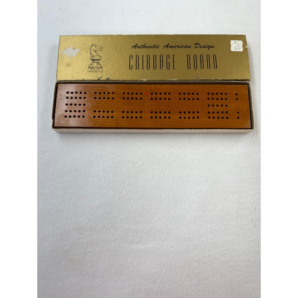 Vintage Drueke Cribbage Board Model 5 Wood Game with Box and Pegs Made in USA - Picture 2 of 5